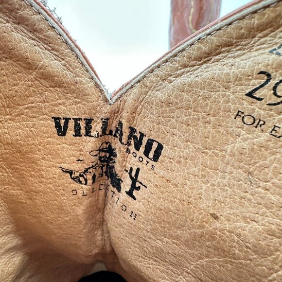 Villano Men Size Mex 28.5 US 10 Brown Colorblock Leather Pull On Western Boot - Picture 11 of 14